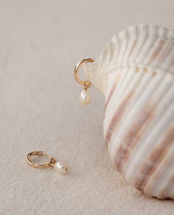 Ohrringe Hoops Pearl Gold, Small