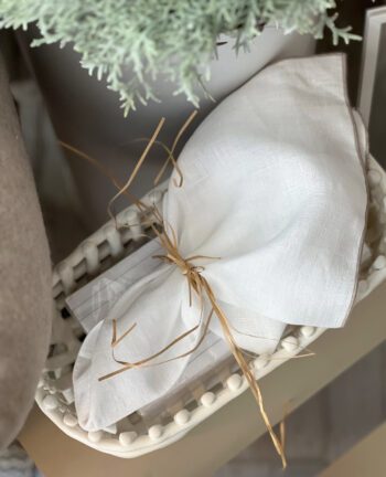Vilnia Serviette Leinen 2er, Weiss/Natur