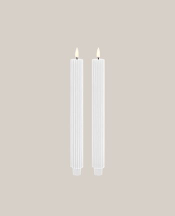 Grooved 2er-Stabkerze Led, Nordic White