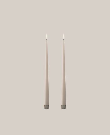 Stabkerze LED 2er, Linen Grey