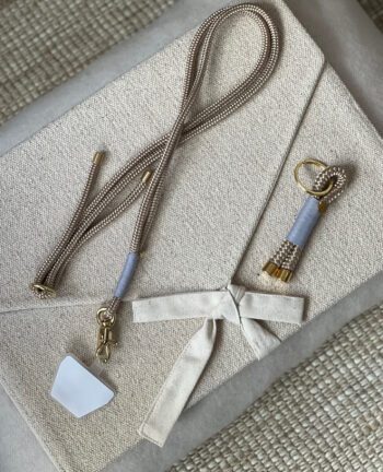 Handykette Sand-Grau, Gold