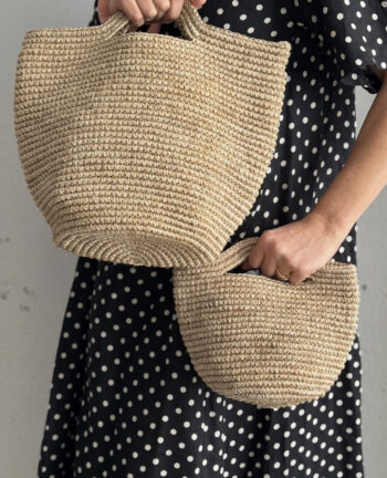 Willkommen Nordic Crochet Basket nature, large